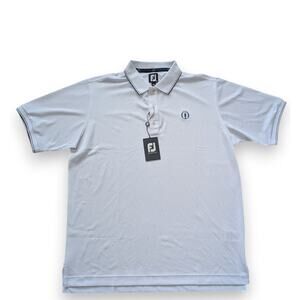 FootJoy FJ Men’s Golf Polo Shirt XL White Navy Striped Sleeves NWT Performance